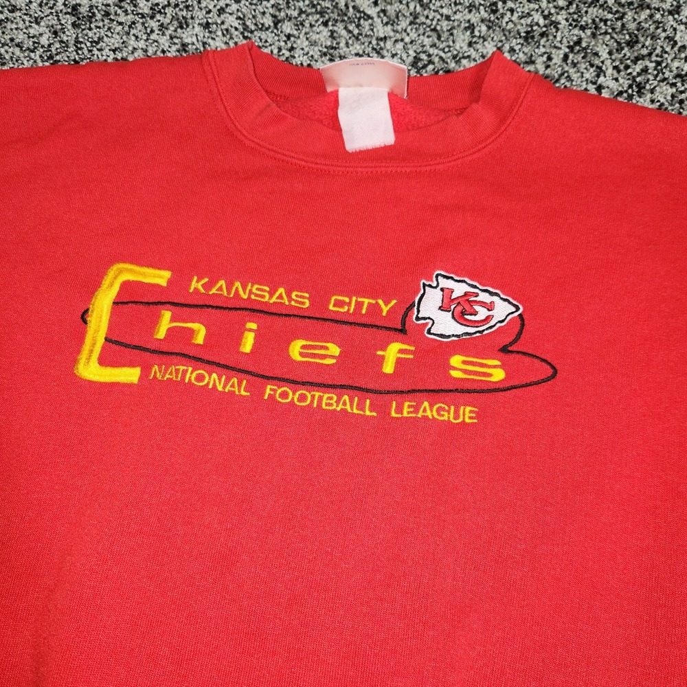 Vtg 90s Kansas City Chiefs Embroidered Red Sweatshirt XL Retro Logo Athletic NFL